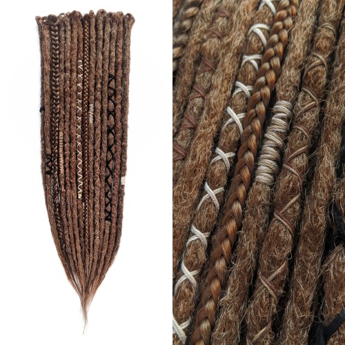 dredy, dready, dreadloki, dredloki syntetyczne, dreadlocks, ciemny brąz, zestaw, Senua Blonde